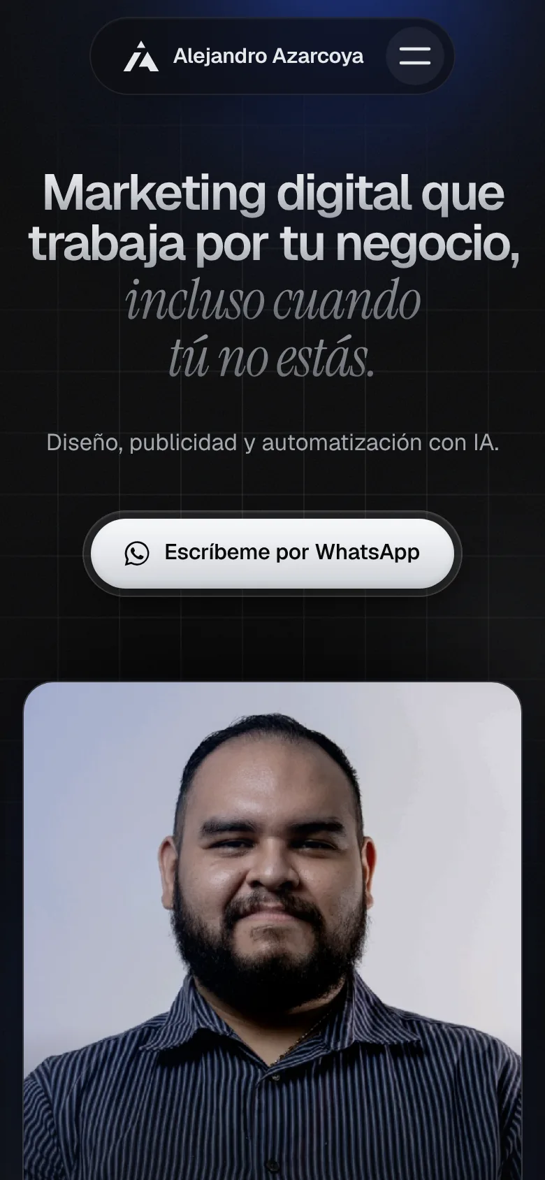 Página de inicio de azarcoya.com.mx en celular